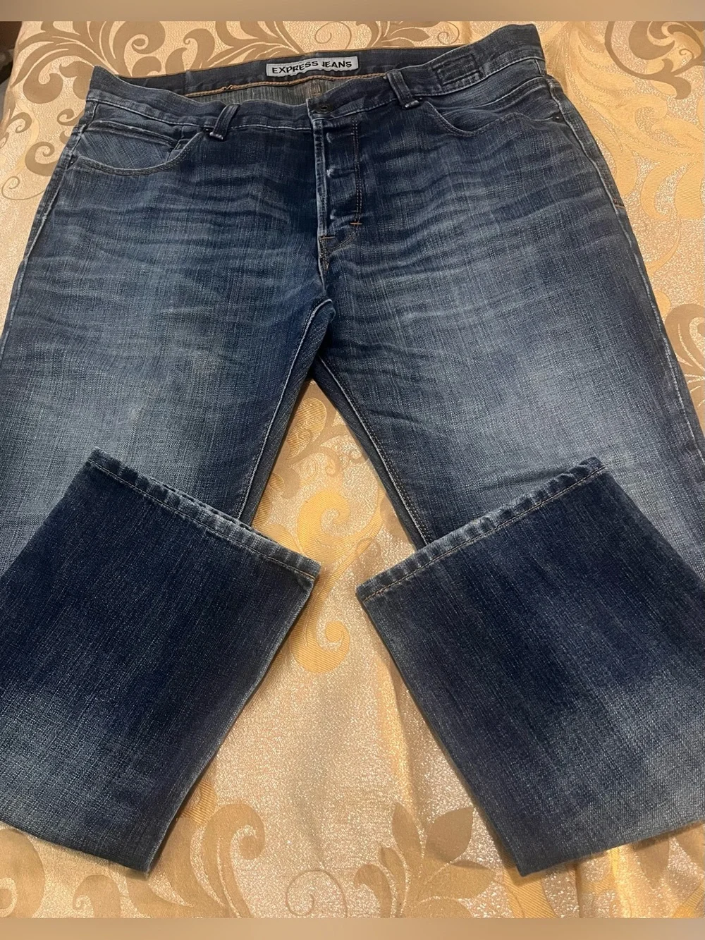 Express Men’s Button Fly Jeans in Dark Blue Wash Size 36x30